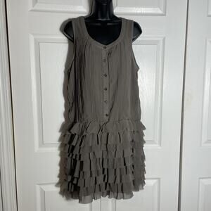 Maude Dress Women‎ Medium Brown Tiered Ruffle Sleeveless Fairy Grunge Drop Waist